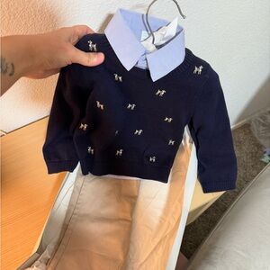 Edgehill Collection Navy Sweater with Embroidered Accents